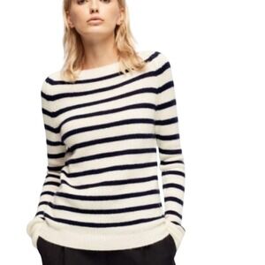 Staccato Women's cream and black‎ striped Sweater M